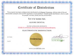 Certificate of Disinfection